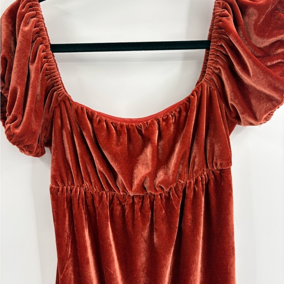 Urban outfitters velvet orange babydoll mini boho croquette fairy dress sz xs - Picture 4 of 14